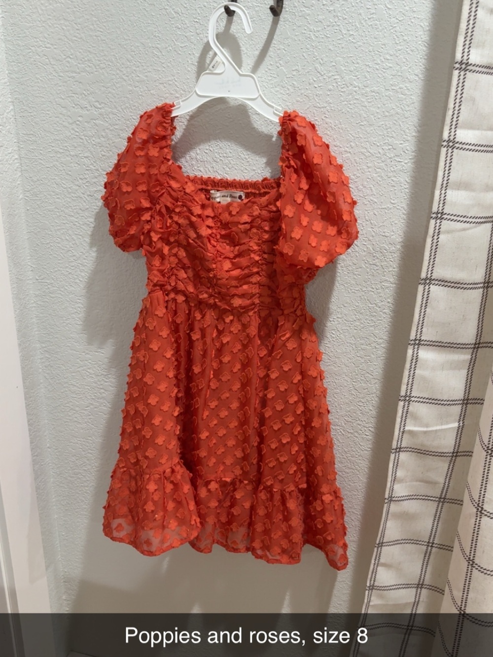 Poppies & Roses Orange Puff-Sleeve Girls' Dress